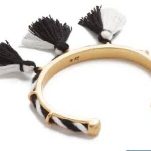 Madewell Gold Cuff with Black and White Tassels